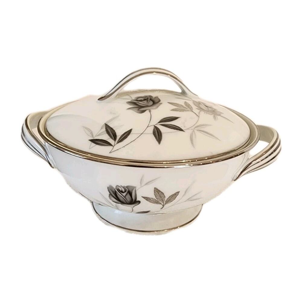 Noritake Rosamor Covered Sugar Bowl Rose Floral 5851 Porcelain Japan Tablescape